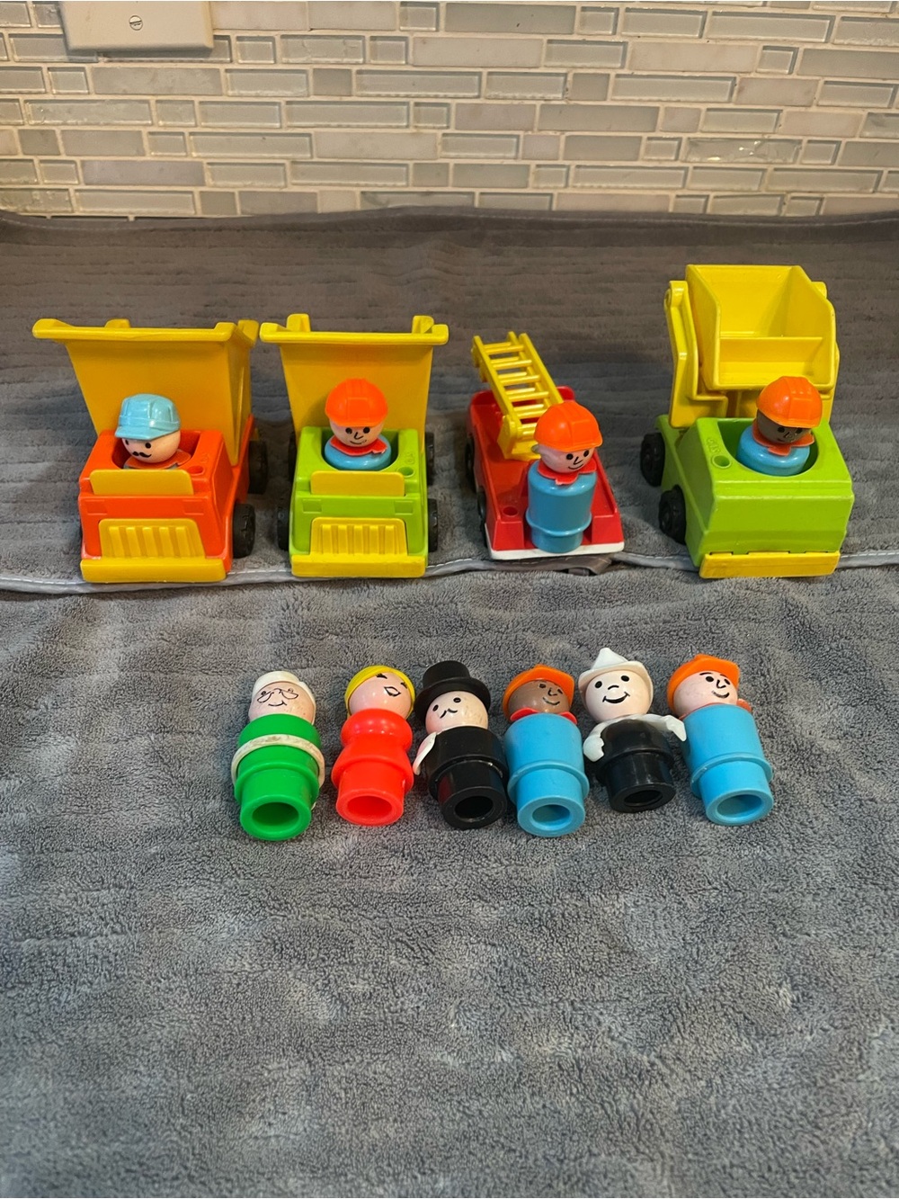 Vintage Little People Construction Vehicles Mayor Lot